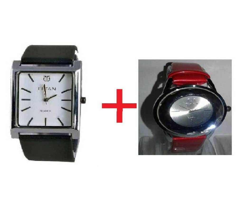 Titan Gents Watch & CK Ladies Watch Combo