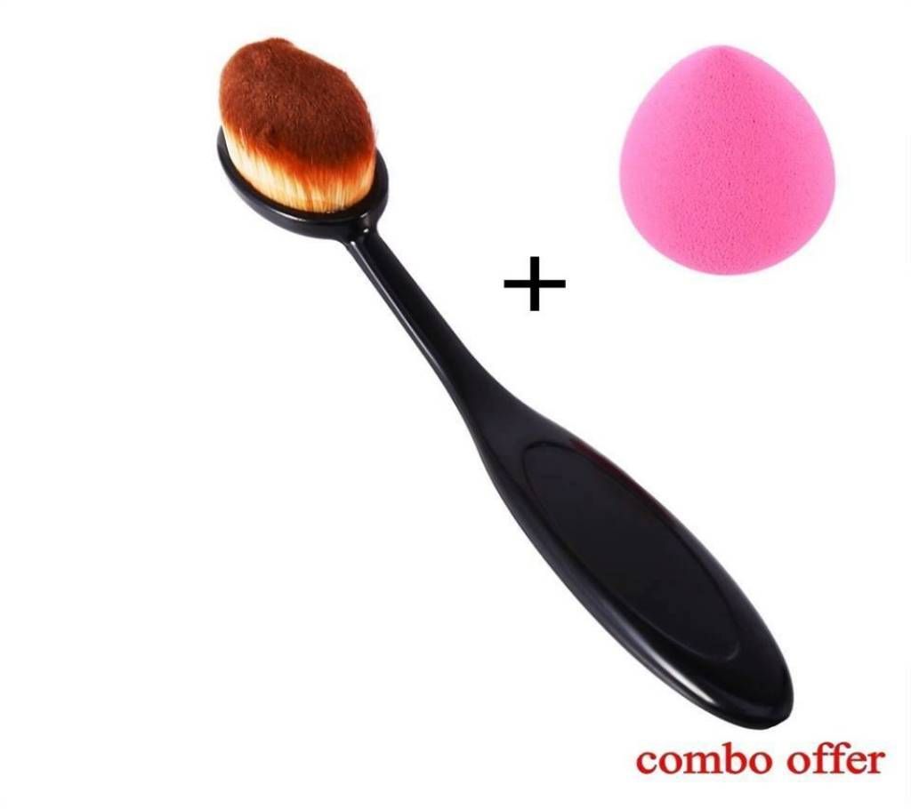 Foundation Makeup Brush &  Blender Sponge Combo