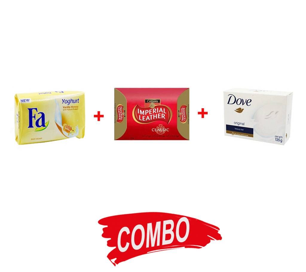 Imperial Leather Classic Soap + Fa Yoghurt Vanila Honey Bar Soap + Dove beauty bar soap - Combo Offer