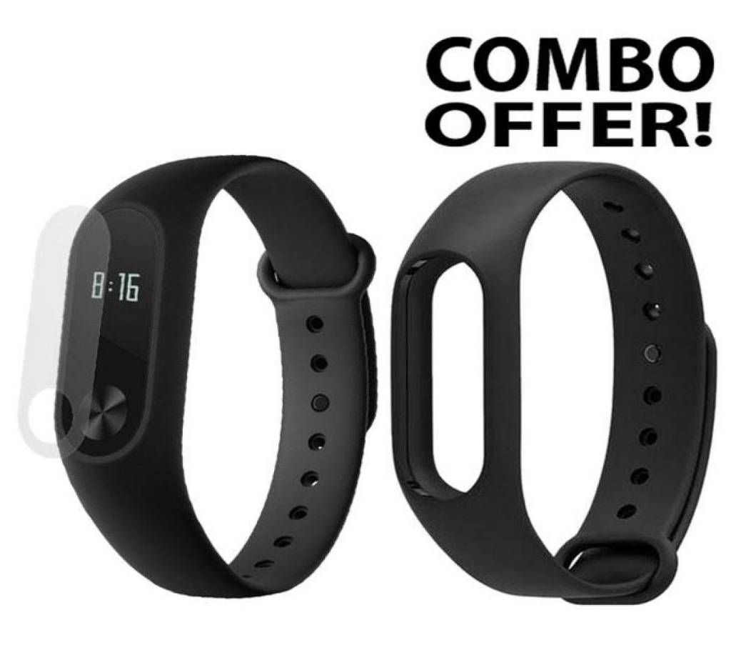 Combo of Mi Band 2 Strap and Xiaomi Ultrathin Anti-explosion Screen Protector For Xiaomi Mi Band 2