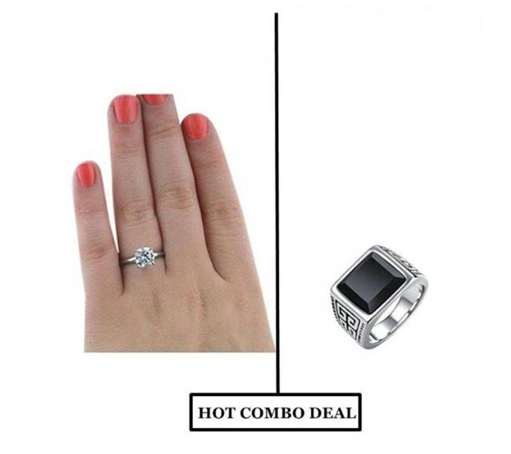 Combo Of Finger Rings for Couple - Silver