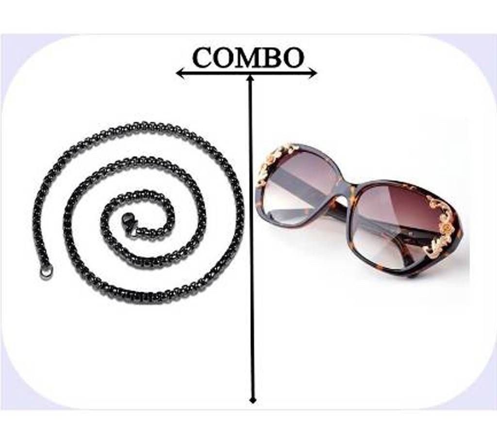 Combo of Stainless Steel Chain & Womens sunglass