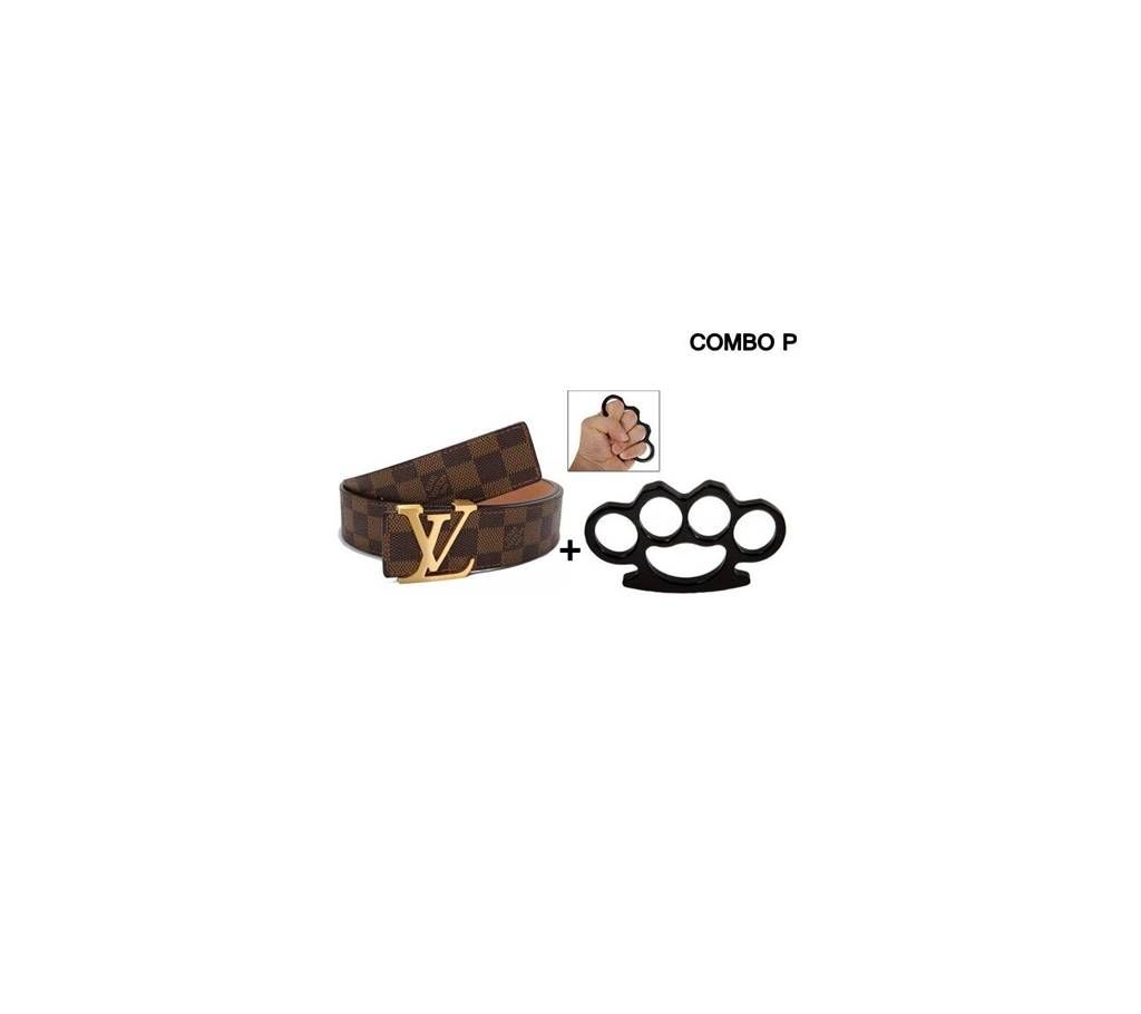 Louis Vuitton Damier Ebene Belt & Fist Fighting Equipment Combo