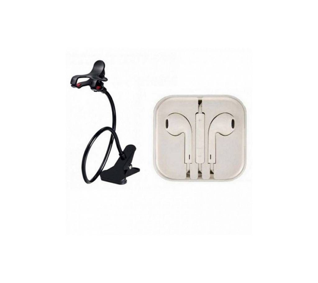 360 Rotate Mobile Stand & Apple earphone Combo 