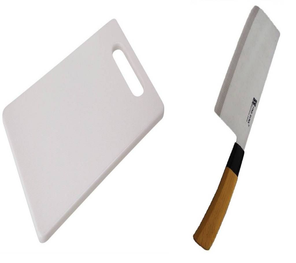Cutting Board - White + Stainless Steel Butcher Naif