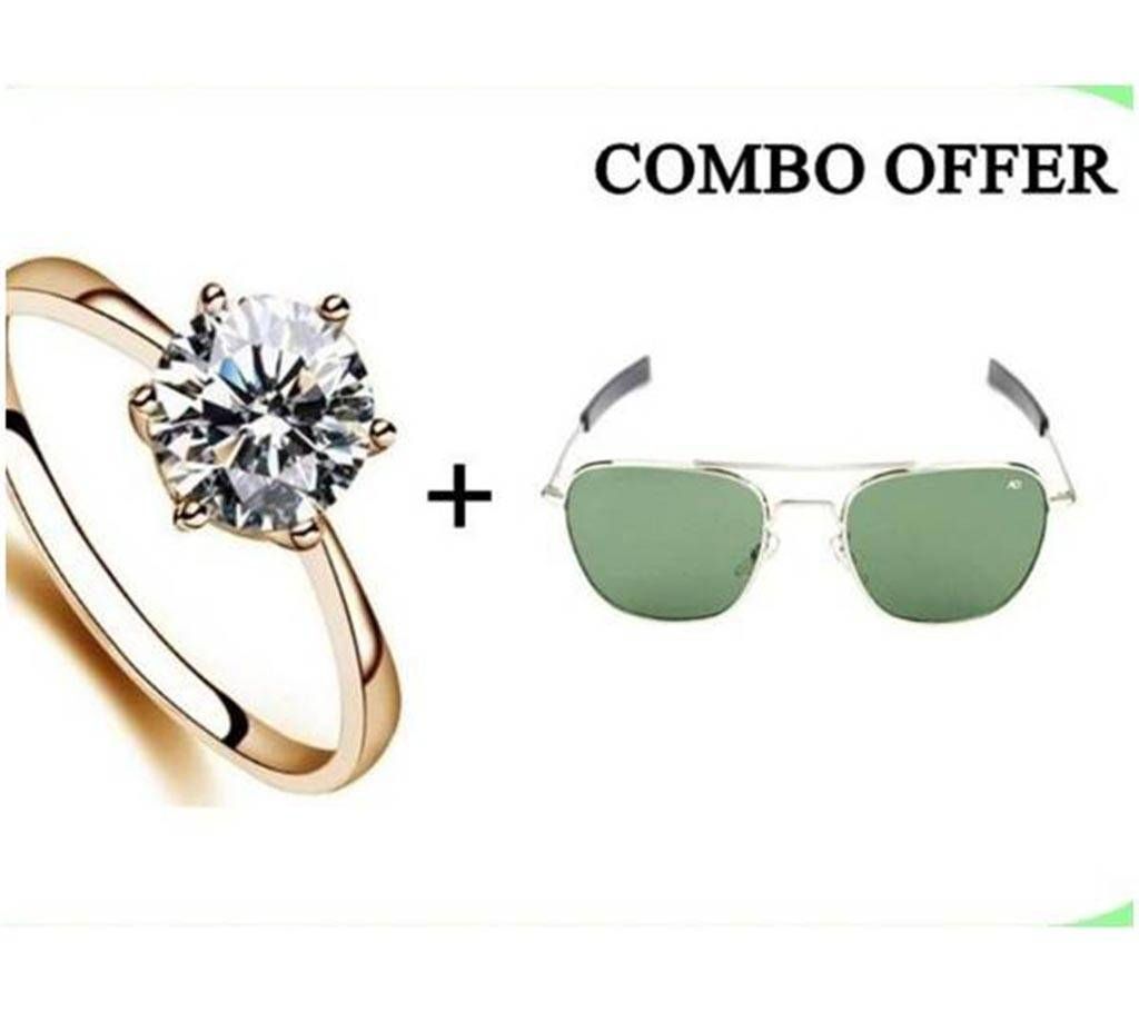 Combo of finger Ring & AO copy Men's Sunglasses