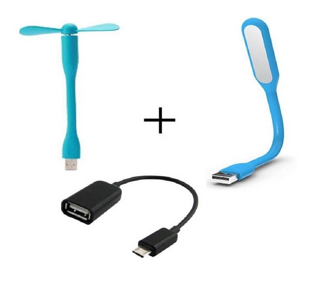 USB fan+ LED light + OTG adopter