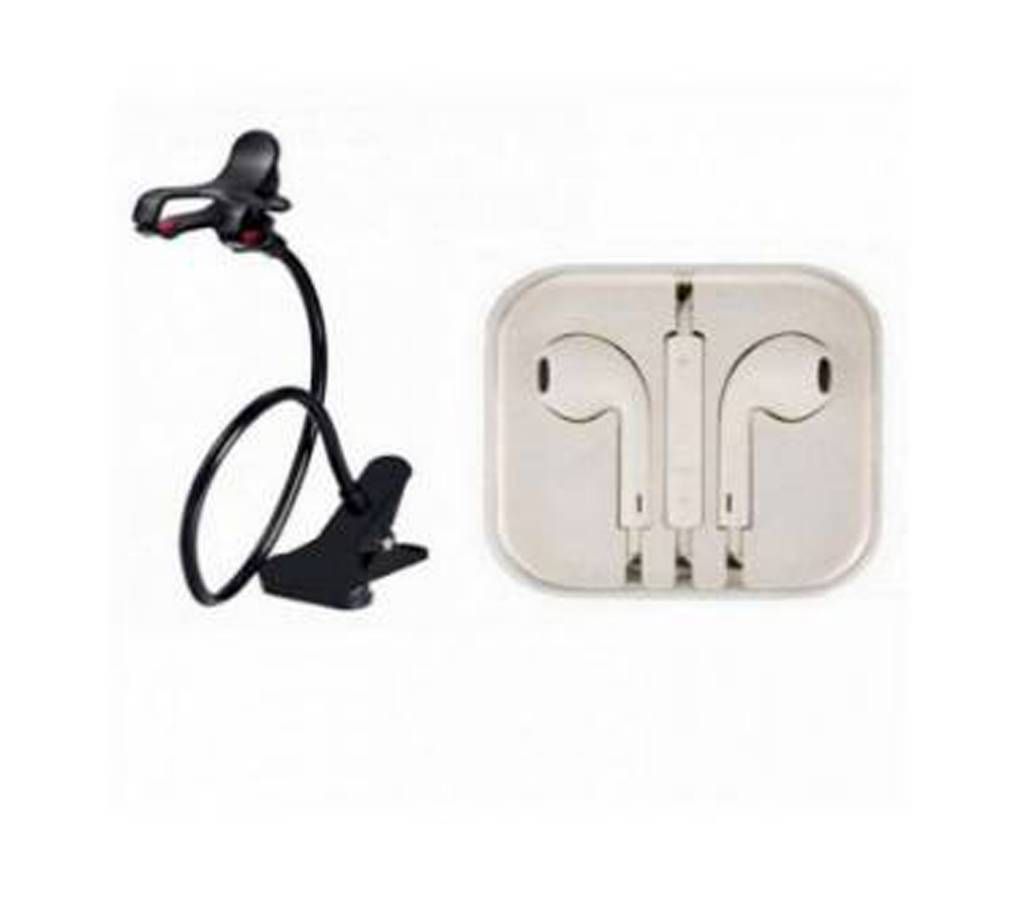 360" ROTATE MOBILE STAND & APPLE Wired HEAD PHONE-COMBO