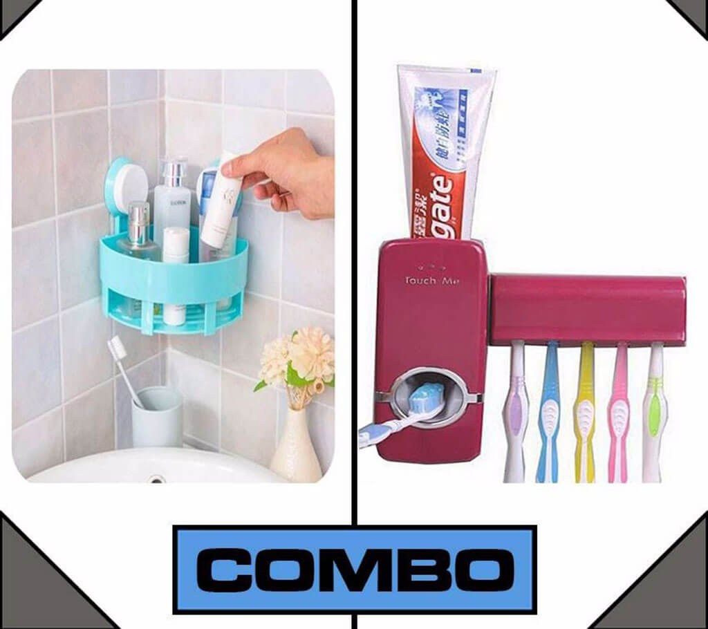 Triangle Shelf + Toothpest Dispenser Combo