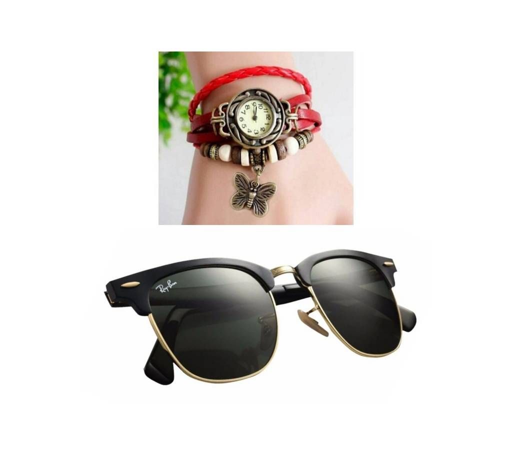 RAY BAN sunglasses for men (copy) + Ladies bracelet watch combo offer