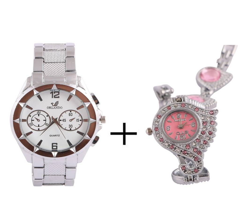 ORLANDO Gents Watch+PEACOCK  Ladies Watch (Combo)