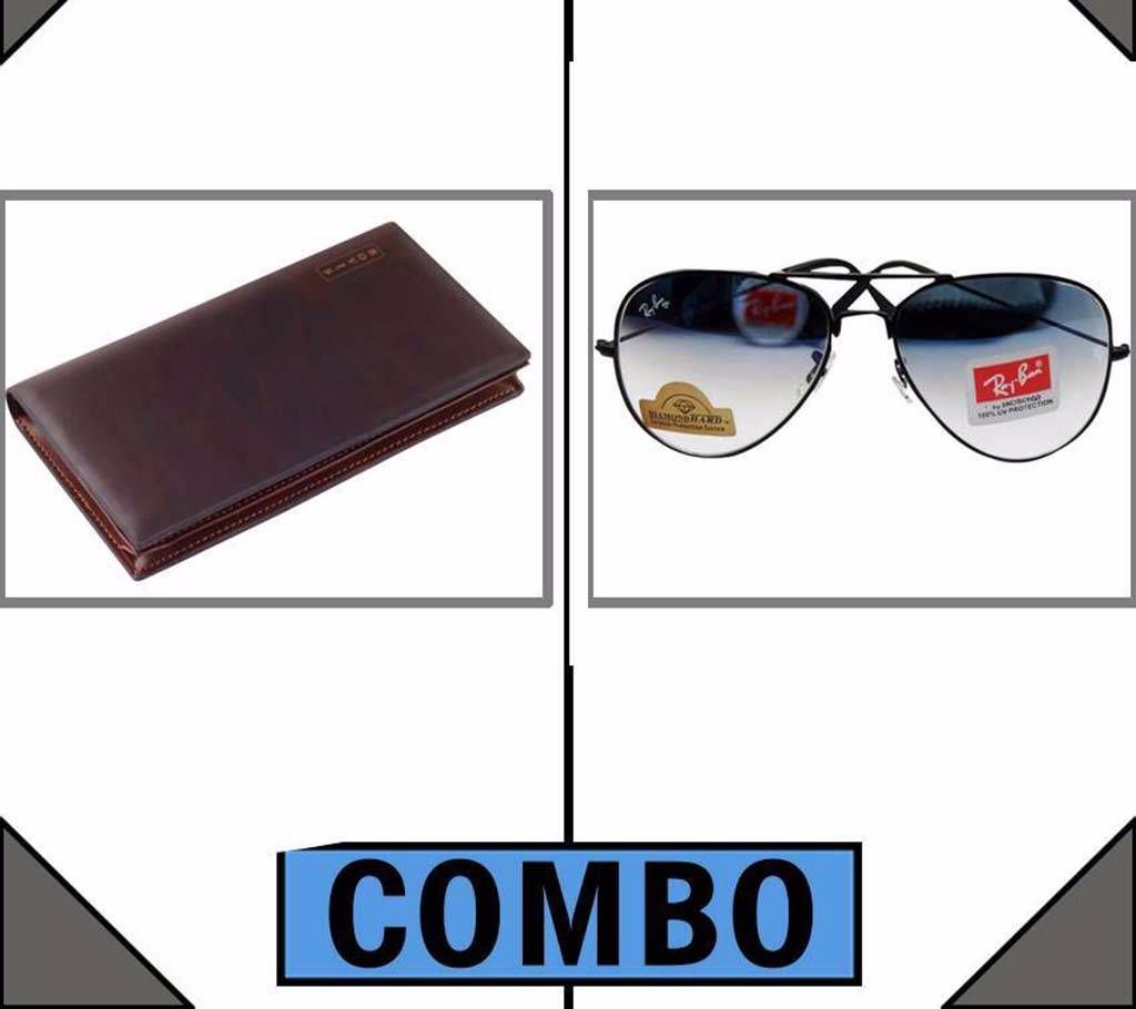 RayBan Sunglasses + Leather Wallet Combo