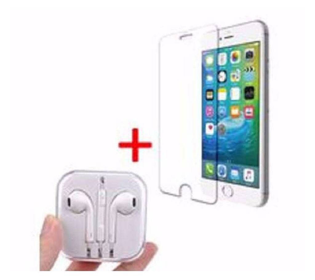Screen Protector For Iphone 6, 6S & Headset Combo