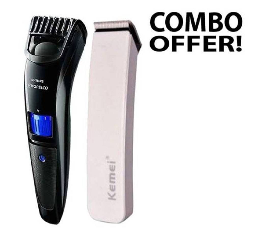 Philips QT-4001 & Kemei KM-3580 Hair Trimmer Combo
