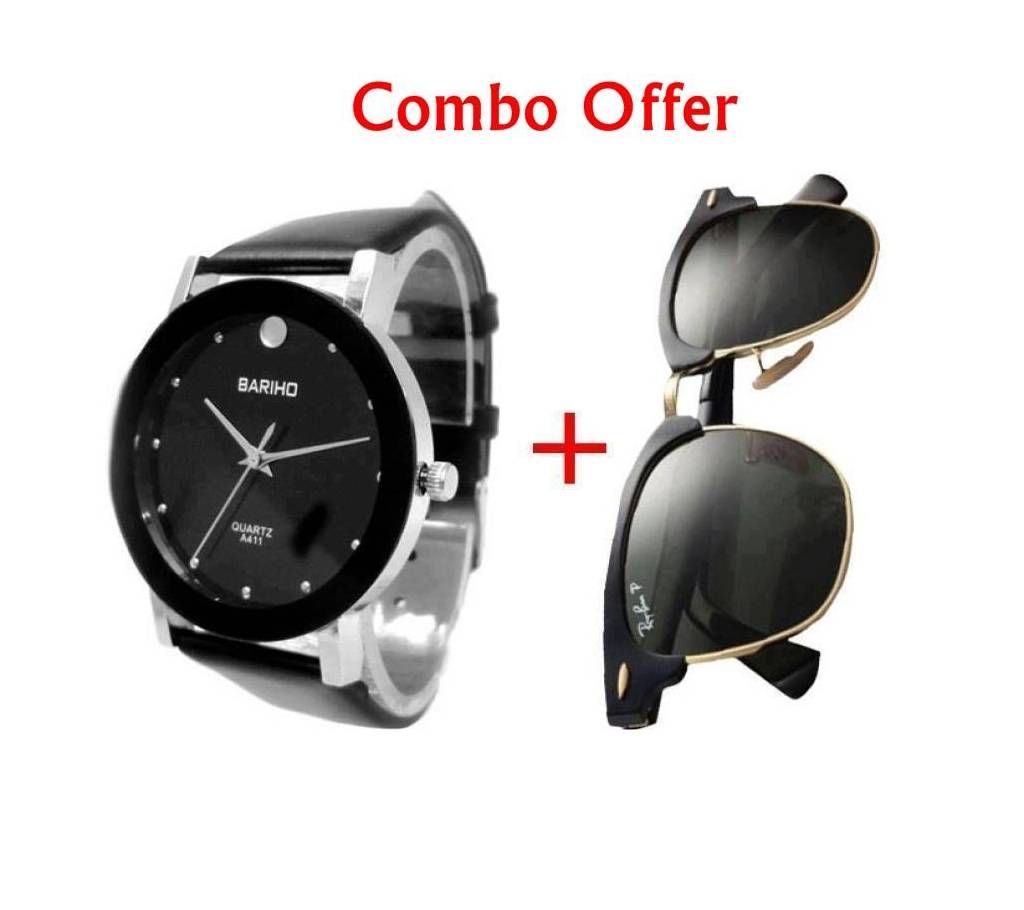 Bariho (copy) Watch & RayBan (copy) Mens Sunglasses Combo