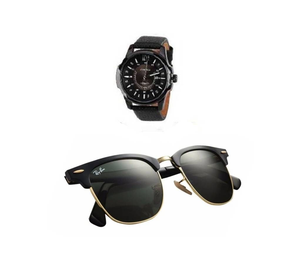 Curren Gents Watch (Copy) + Ray Ban Sunglasses (Copy) Combo offers