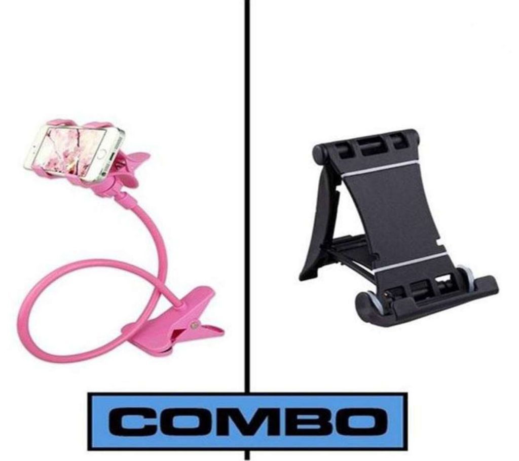 Combo of Multi Mobile Tablet Stand & 360 Rotate Mobile and Tablet Stand - Black & Pink
