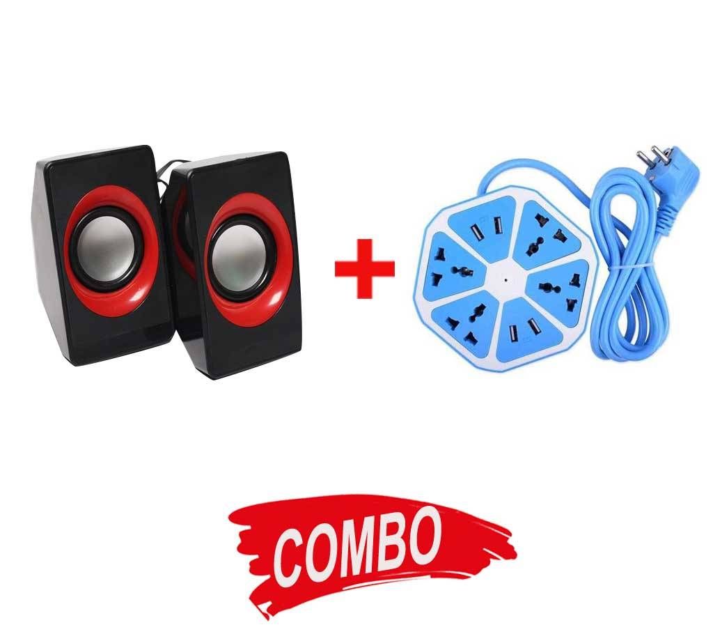 M9 Speaker+USB Hexagon multiplug Socket Combo