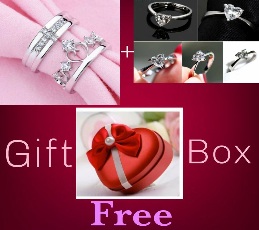 Exclusive Couple Finger Ring And Silver Colour Female Ring Combo Offer