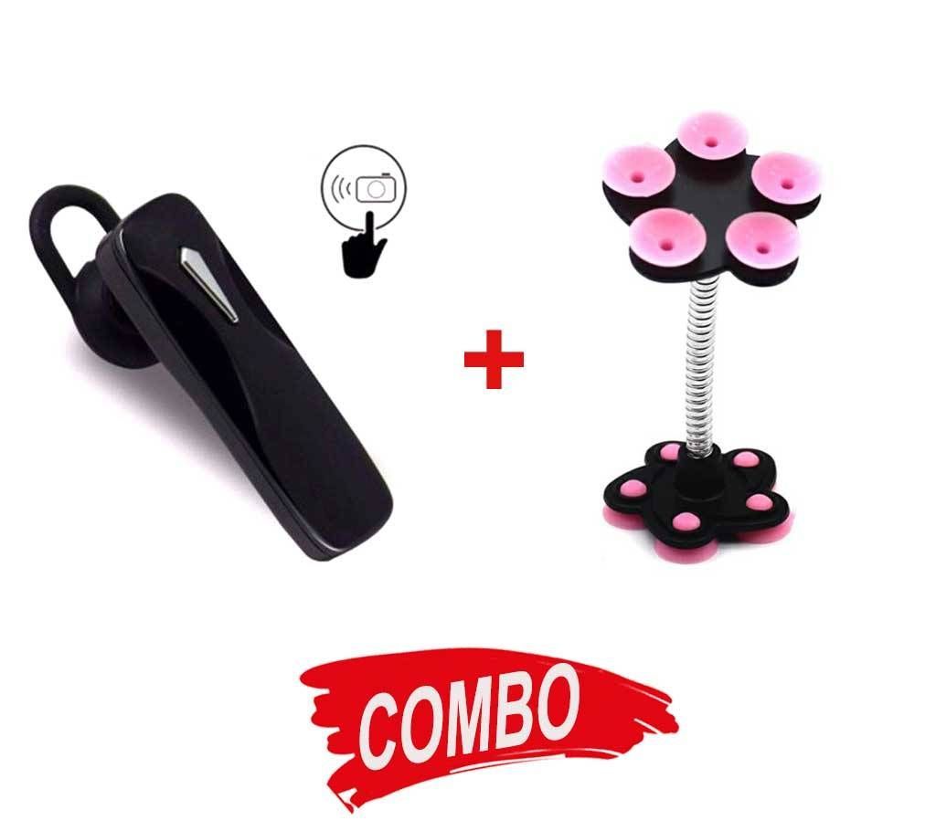 Universal Bluetooth Headset + Aluminum Mobile Bracket Phone Holder