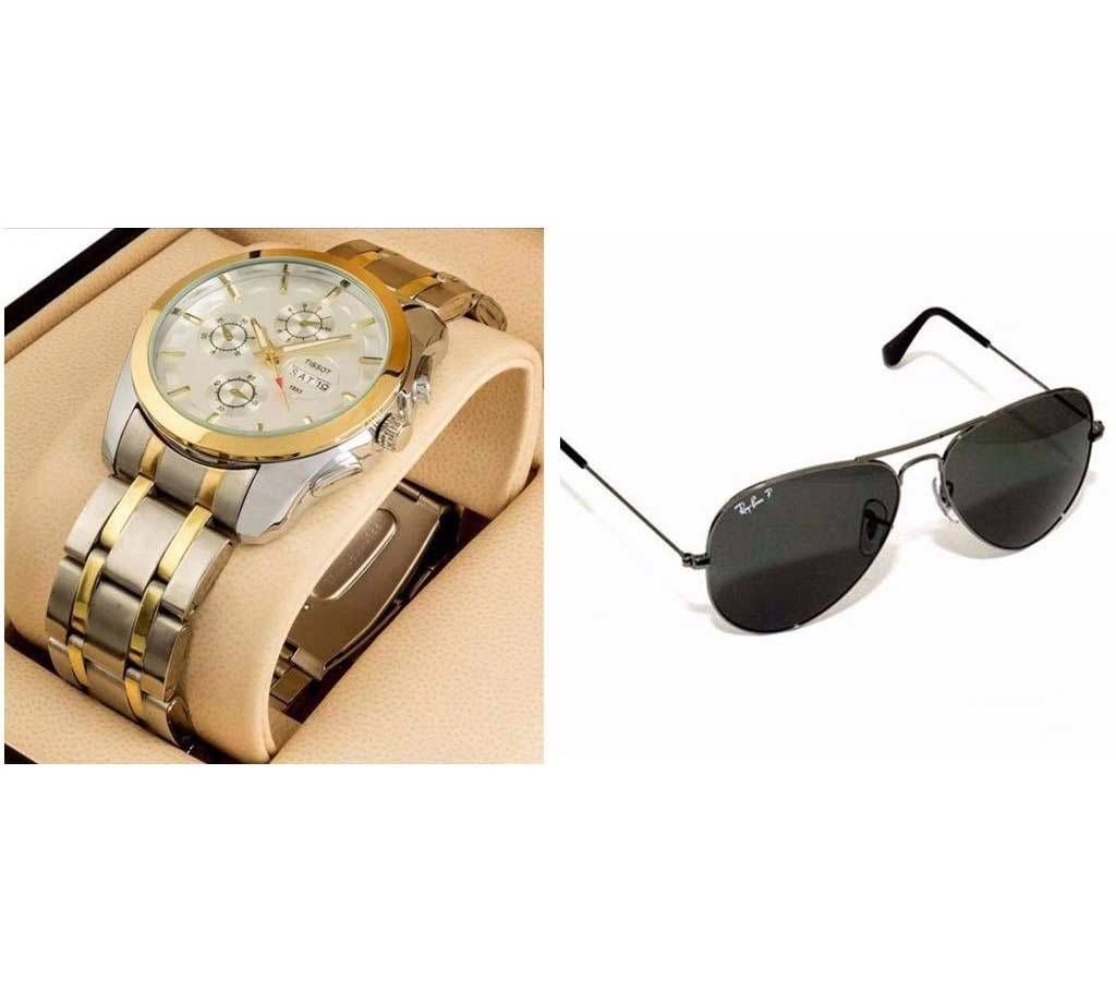 Tissot men's watch (copy)+RAY BAN sunglasses combo 