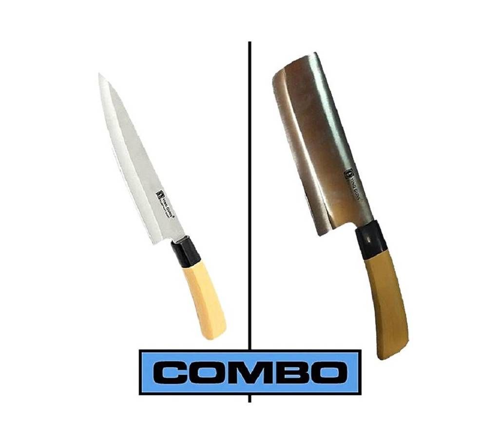 Kitchen Knife + Meat Cutting Knife Combo - Silver