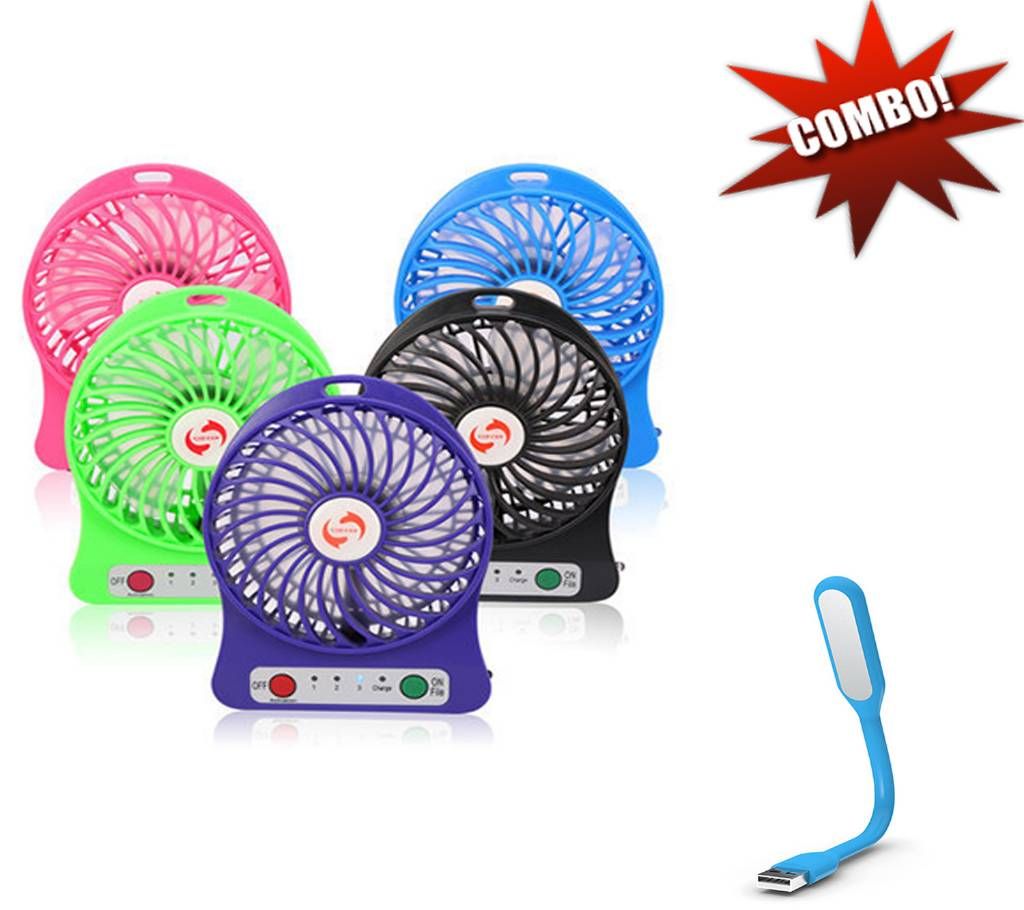 USB PORTABLE Mini Fan + Usb LED Light Combo