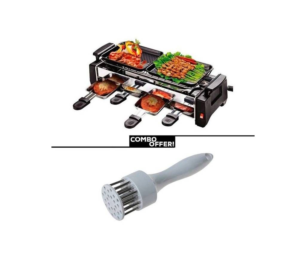 Barbecue Grill & Meat Tenderizer Combo - White and Black