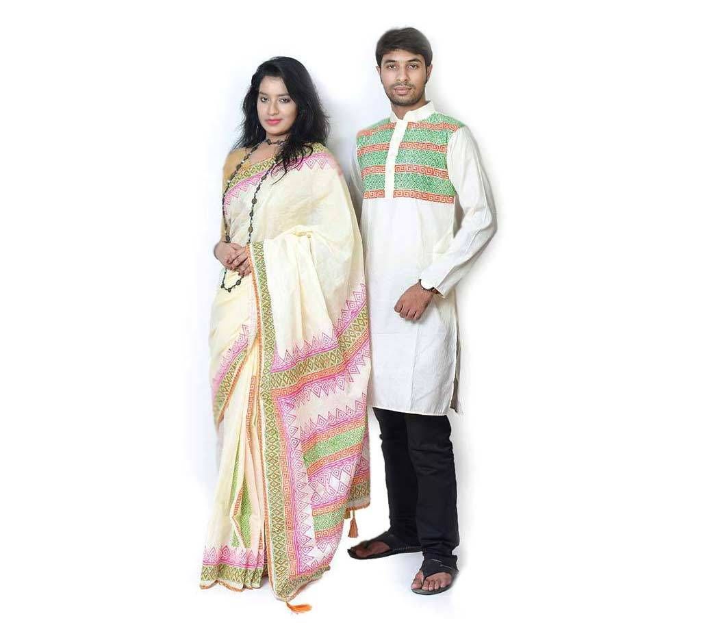 Semi long punjabi+half silk sharee combo