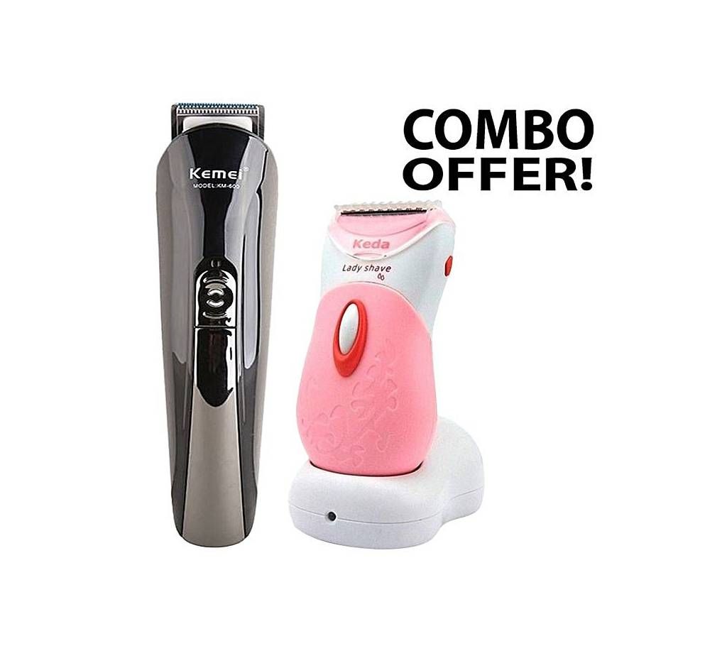 Kemei Combo of Professional Hair Clipper Electric Shaver & Trimmer and Electric Lady Shaver and Trimmer