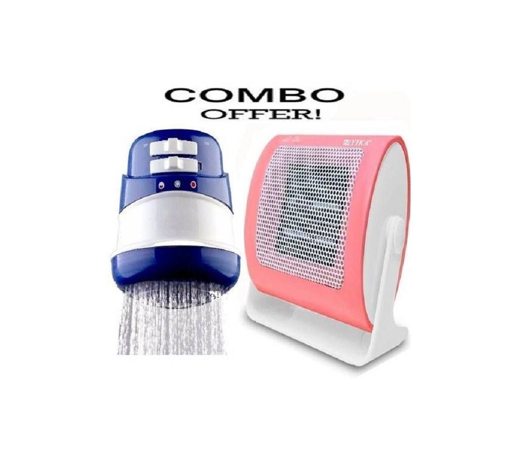 Combo of Electric Room Heater and Hot Water Shower - Blue and Pink