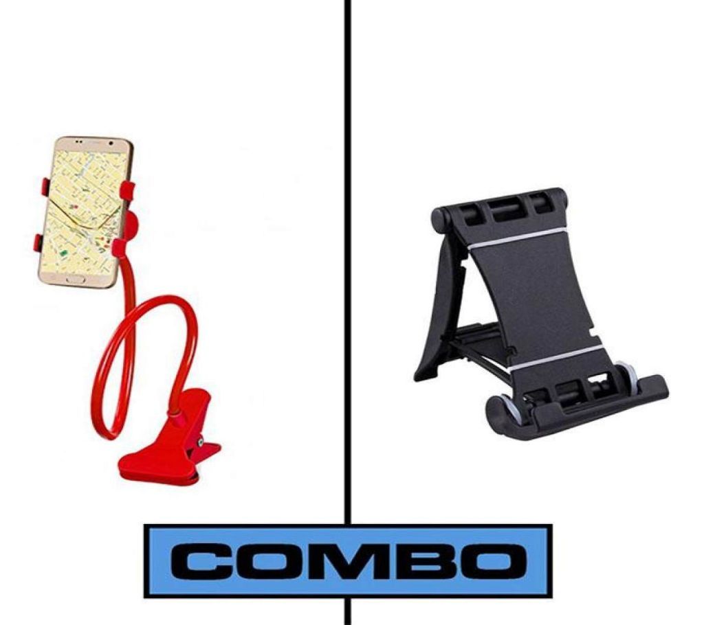 Combo of Multi Mobile Tablet Stand & 360 Rotate Mobile and Tablet Stand - Black & Red