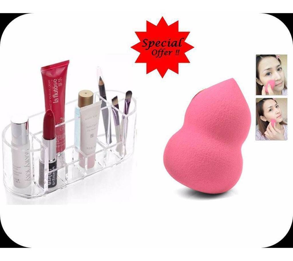 Cosmetics holder+Foundation blender combo offer 