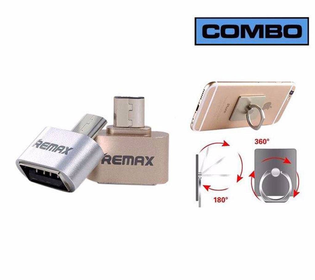 Mobile Phone Ring Stent+Remax OTG & USB Device Combo
