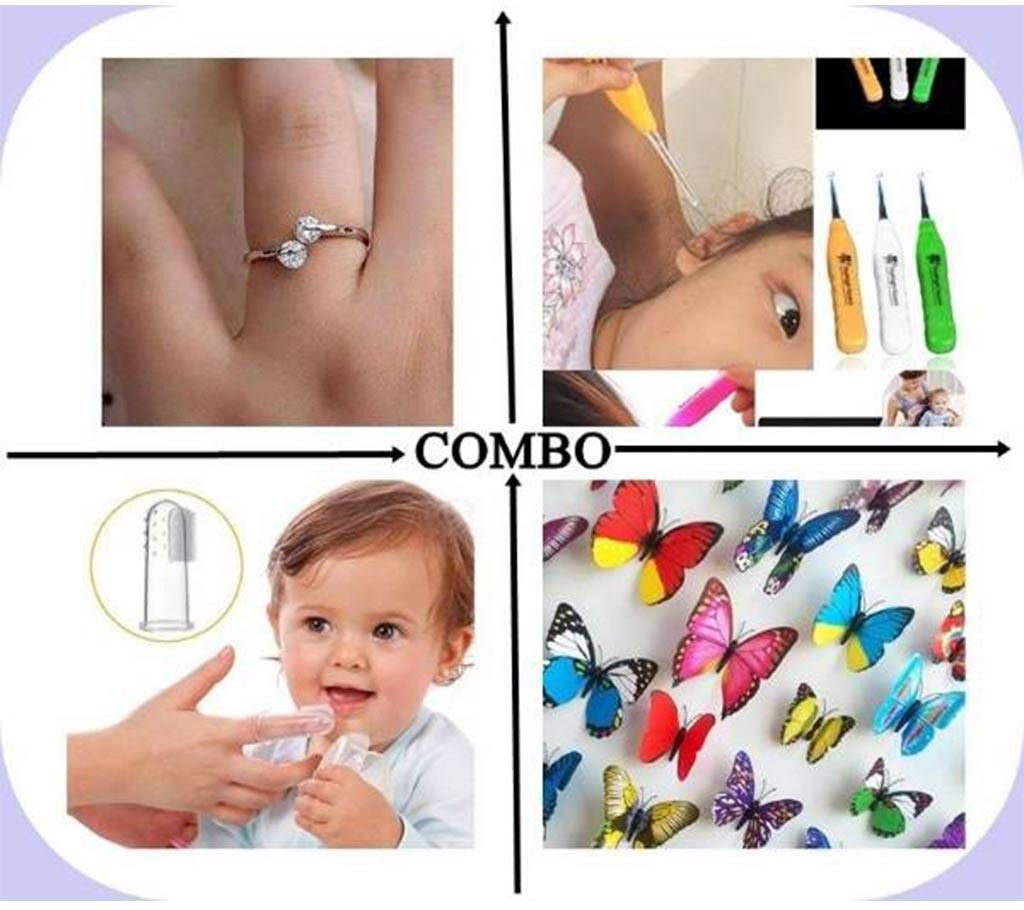 4 Pack of combo Finger Ring + Ear Cleaner + Finger+Sticker