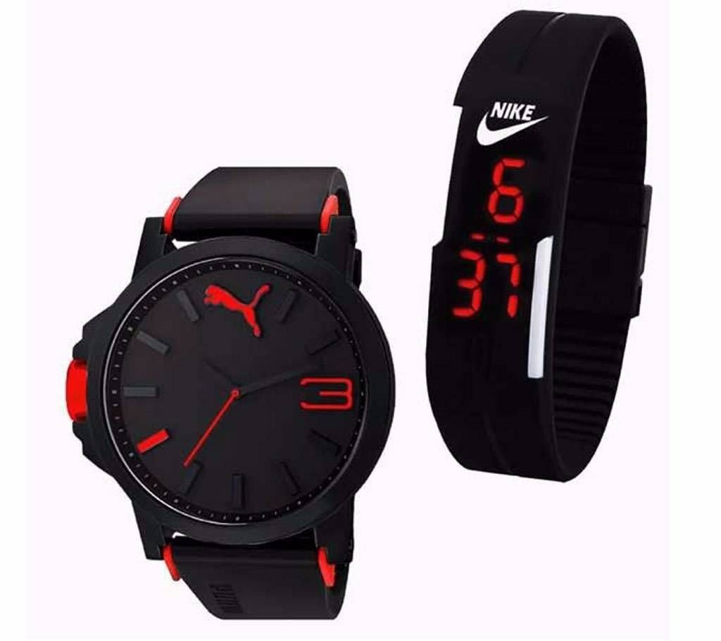 PUMA Men's Wrist Watch & LED Bracelet Watch Combo