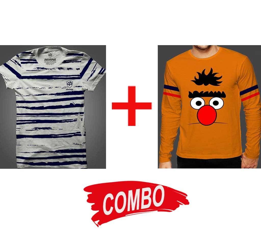 Half Sleeve Cotton T-Shirt+Full Sleeve Cotton t-shirt Combo