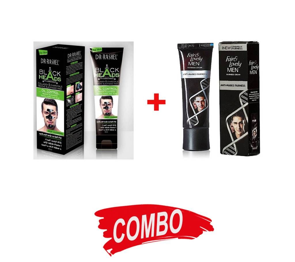Dr. Rashel collagen charcoals oil control blackhead removing mask for men + Fair And Lovely Men Anti-Marks Fairness Cream - Combo Offer