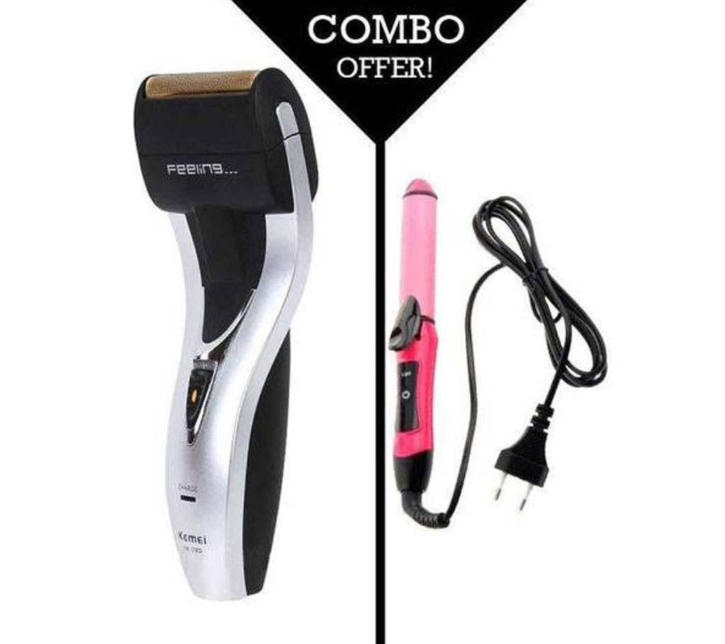 Kemei KM-1720 Shaver + Kemei Hair Straightener