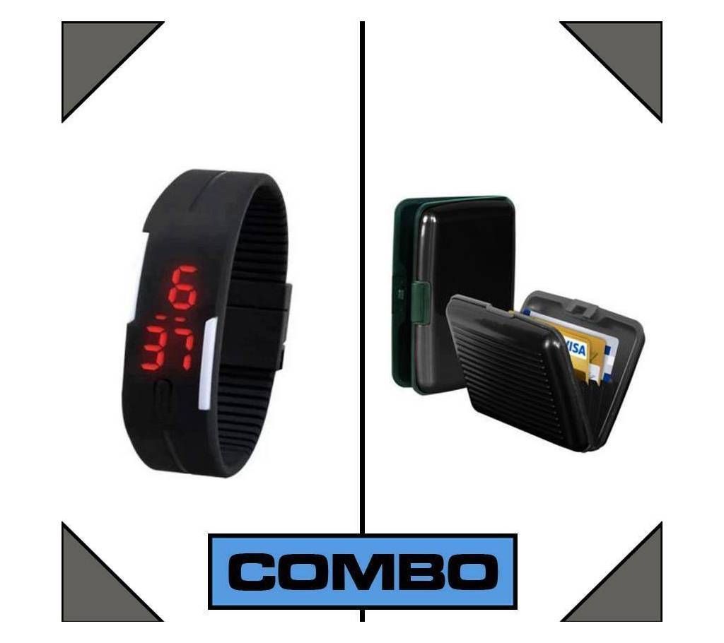 Combo of Sports LED Watch + Card Holder