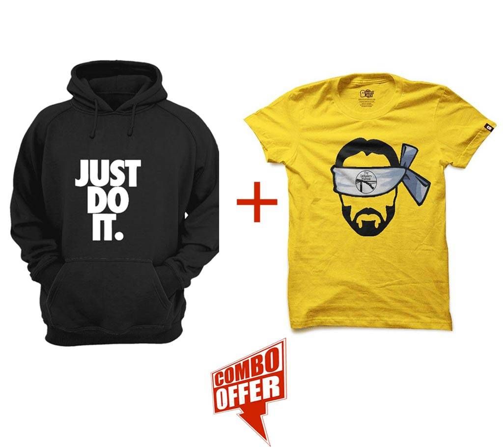 Just-Do-It-Black-Mens-Hoodie+Gents Summer T-Shirt - Podcast Combo Offer 