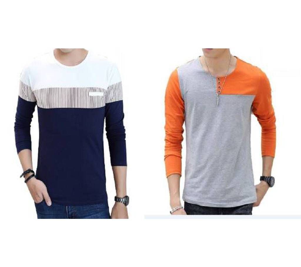 Gents Full Sleeve Casual T-Shirt Combo