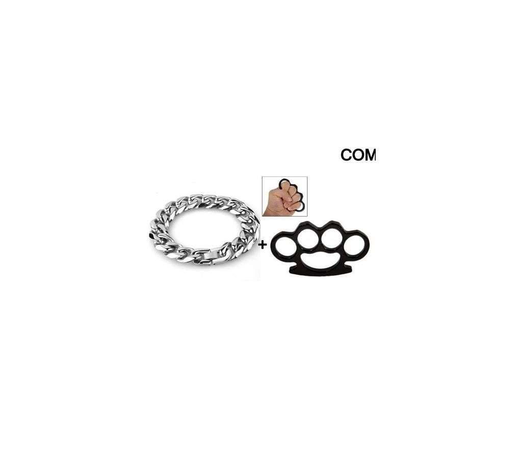 Stainless Steel Bracelet & Fist Fighting Equipment Combo