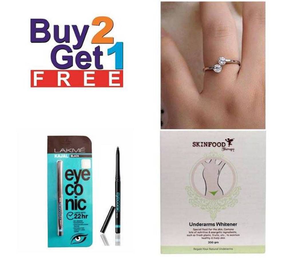 Buy Tow Finger Ring + Skin Food & Get One Eyeconic Kajal Free