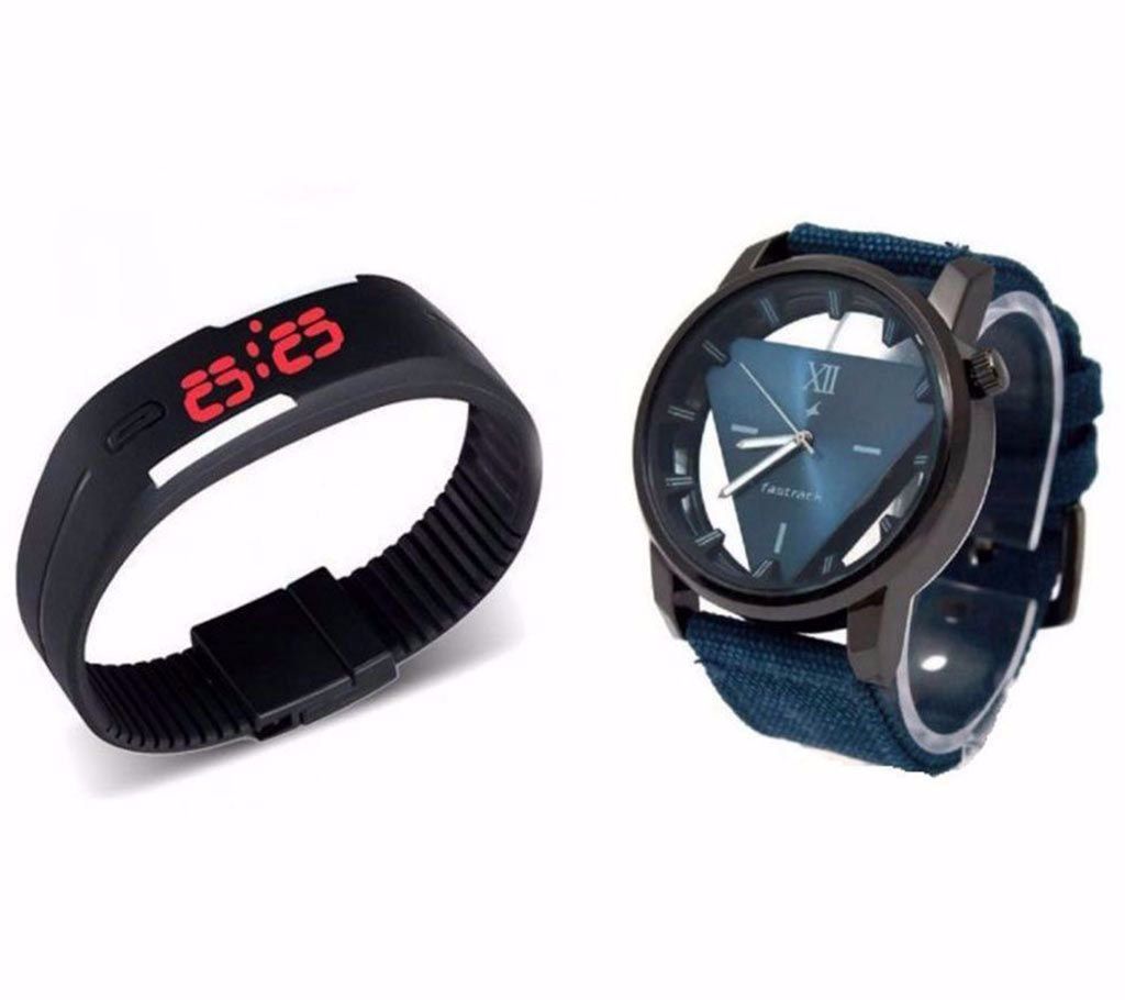 Fastrack Gents Wristwatch (Copy)+ LED Watch Combo  