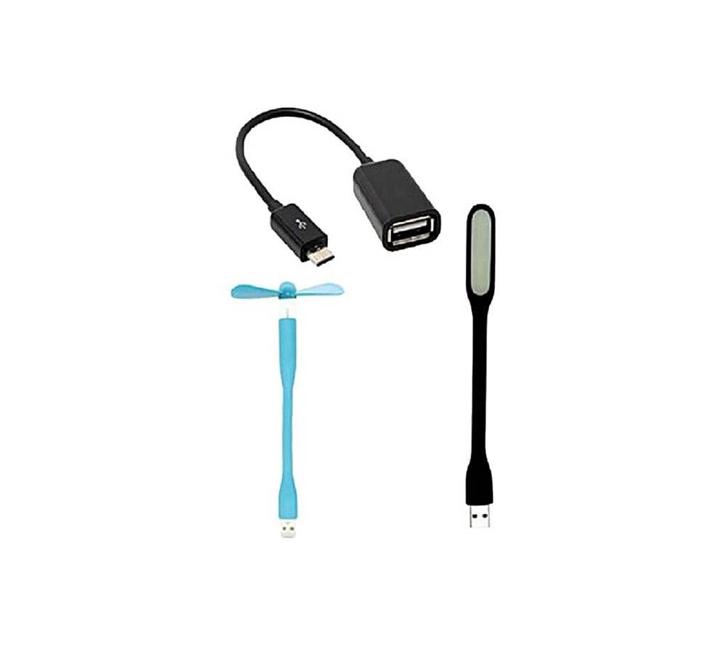 USB Fan, USB Light and OTG Cable Combo Set