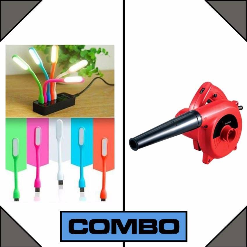 Portable Hand Air Blower 600W + USB Portable LED Light Combo