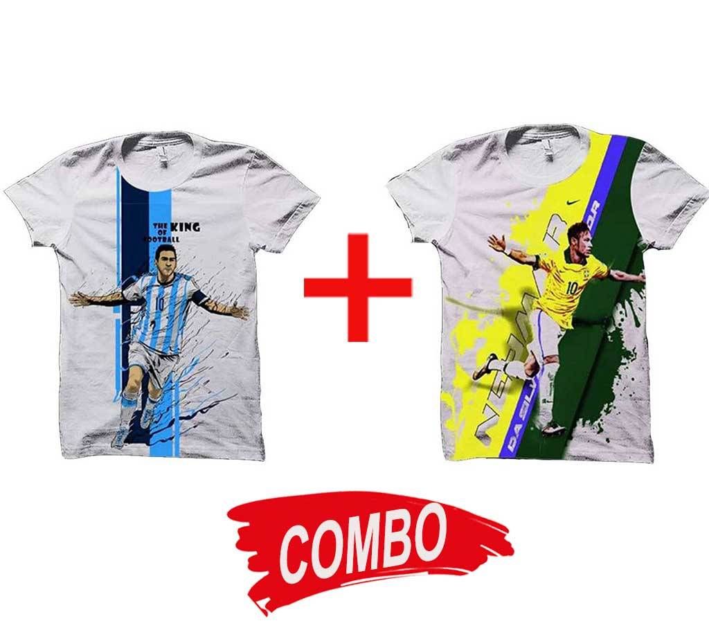 Neymar JR Half Sleeve t-shirt+ King Messi Half Sleeve T-Shirt Combo