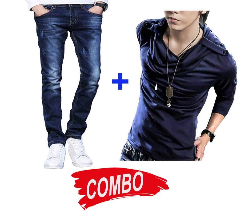 jeans pants+Gent's Full Sleeve Hoodie Combo 