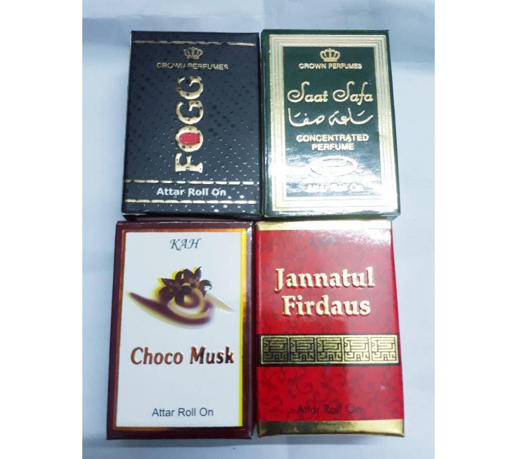 4 pieces atar combo (Choco Mask,Saat Safa, Jannatual Firdaous, Fogg) BD